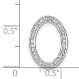 1/4ct Diamond Channel Set Oval Chain Slide Charm Pendant in Real 14k White Gold