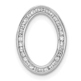 1/4ct Diamond Channel Set Oval Chain Slide Charm Pendant in Real 14k White Gold