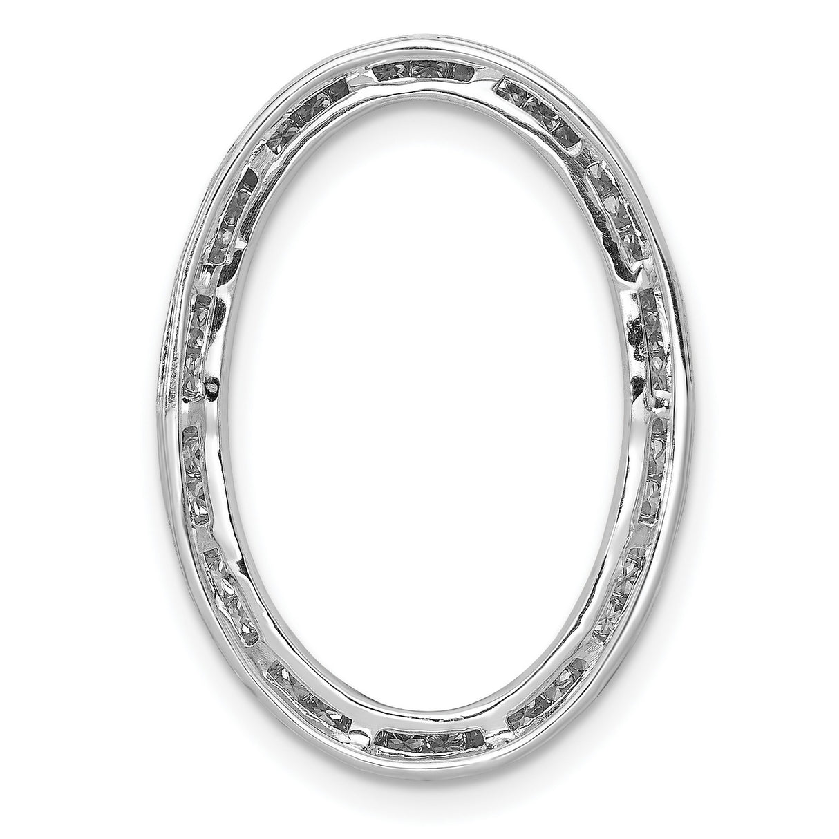 1/2ct Diamond Channel Set Oval Chain Slide Charm Pendant in Real 14k White Gold