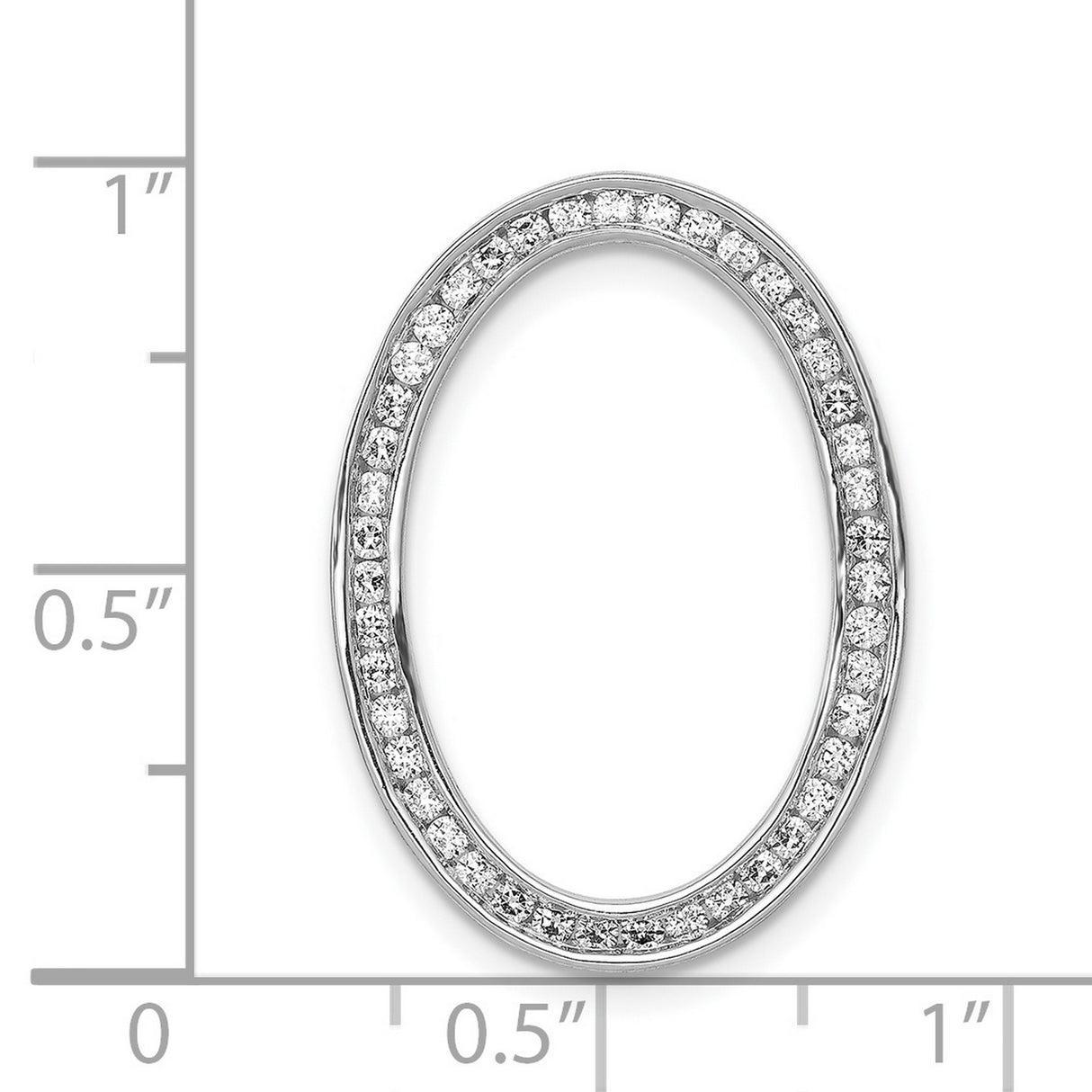 1/2ct Diamond Channel Set Oval Chain Slide Charm Pendant in Real 14k White Gold