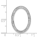 1/2ct Diamond Channel Set Oval Chain Slide Charm Pendant in Real 14k White Gold