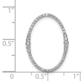 1/4ct Diamond Oval Chain Slide Charm Pendant in Real 14k White Gold