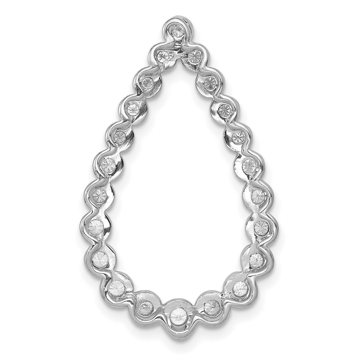 1/2ct Diamond Teardrop Chain Slide Charm Pendant in Real 14k White Gold