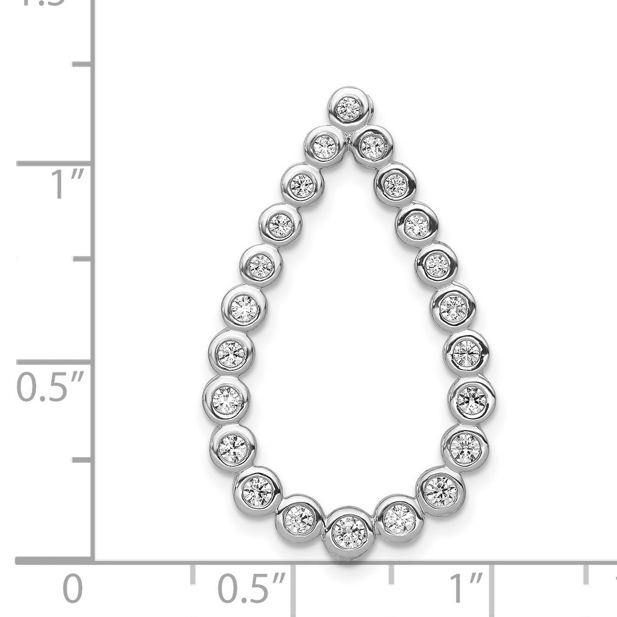 1/2ct Diamond Teardrop Chain Slide Charm Pendant in Real 14k White Gold