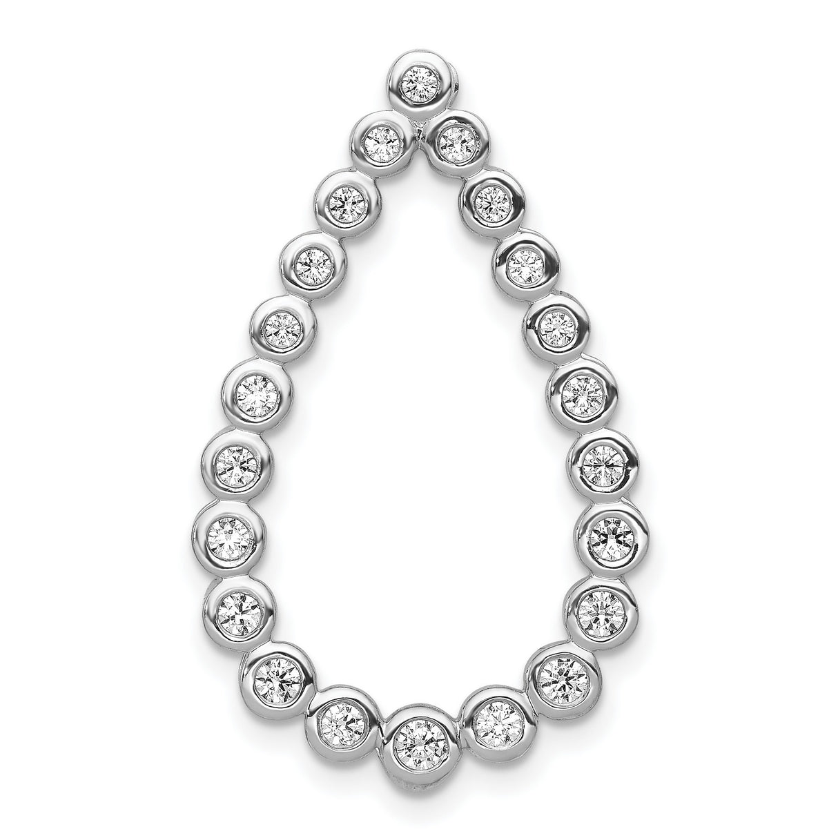 1/2ct Diamond Teardrop Chain Slide Charm Pendant in Real 14k White Gold