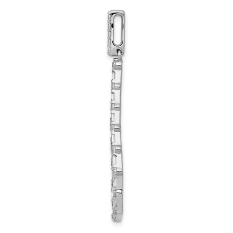 14k White Gold Diamond Teardrop Pendant with Baguette and Round Diamonds in Open Drop Design