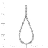 14k White Gold Diamond Teardrop Pendant with Baguette and Round Diamonds in Open Drop Design