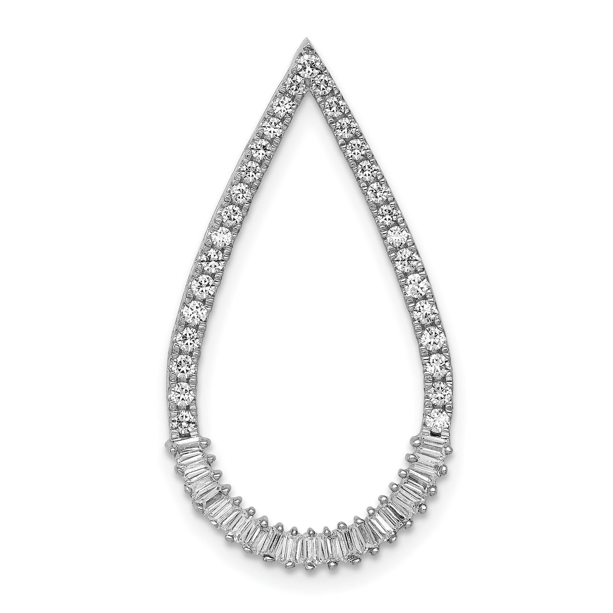 1/2ct Diamond Teardrop Chain Slide Charm Pendant in Real 14k White Gold