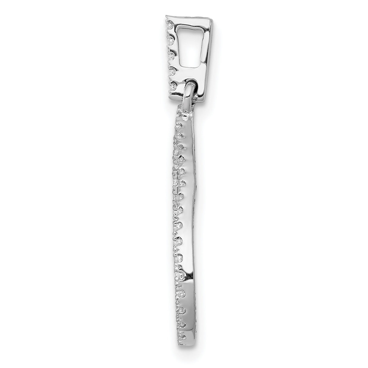 10k White Gold Teardrop Pendant with Hollow Pear-Shaped Design and Round Diamonds