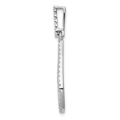 10k White Gold Teardrop Pendant with Pavé Round Diamond Setting, Elongated Drop Design