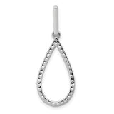 10k White Gold Teardrop Pendant with Pavé Round Diamond Setting, Elongated Drop Design