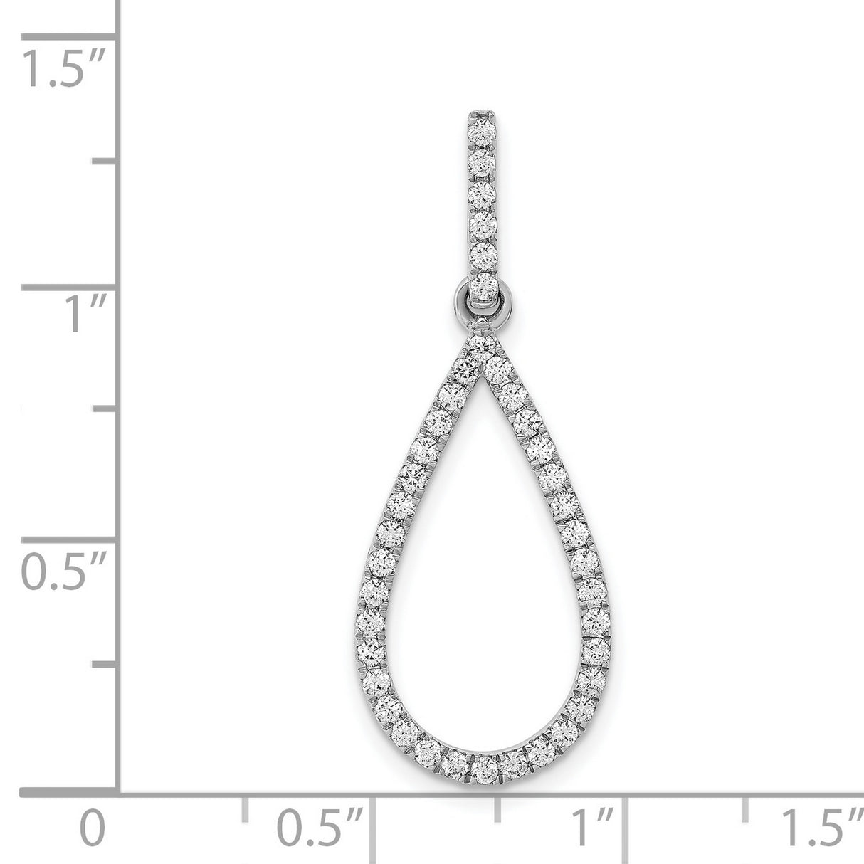 1/2ct Diamond Teardrop Charm Pendant in Real 14k White Gold