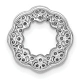 14k White Gold Floral Wreath Pendant with Round Diamonds in Open Circle Design
