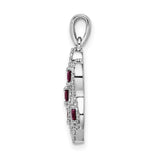 1/4ct Diamond and .32 Ruby Fancy Twist Charm Pendant in Real 14k White Gold