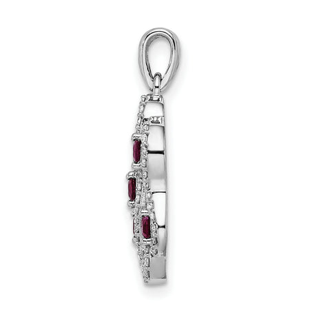 1/4ct Diamond and .32 Ruby Fancy Twist Charm Pendant in Real 14k White Gold