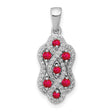 1/4ct Diamond and .32 Ruby Fancy Twist Charm Pendant in Real 14k White Gold