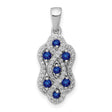 Diamond and Sapphire Fancy Twisted Charm Pendant in Real 14k White Gold
