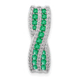 14k White Gold Pendant with Emeralds and Diamonds, Twist Design Jewelry for Women