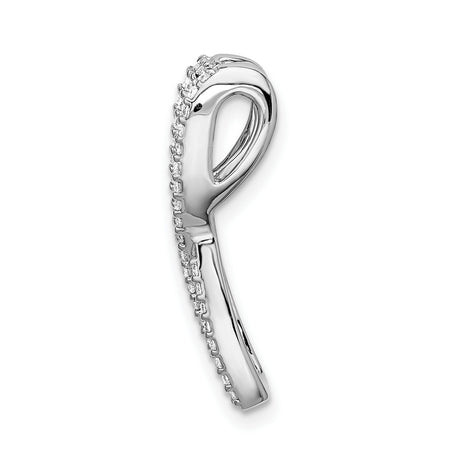 1/3 ct Diamond and Sapphire Fancy Twist Chain Slide Charm Pendant in Real 14k White Gold