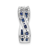 1/3 ct Diamond and Sapphire Fancy Twist Chain Slide Charm Pendant in Real 14k White Gold