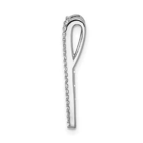 Diamond and Emerald Fancy Chain Slide Charm Pendant in Real 14k White Gold