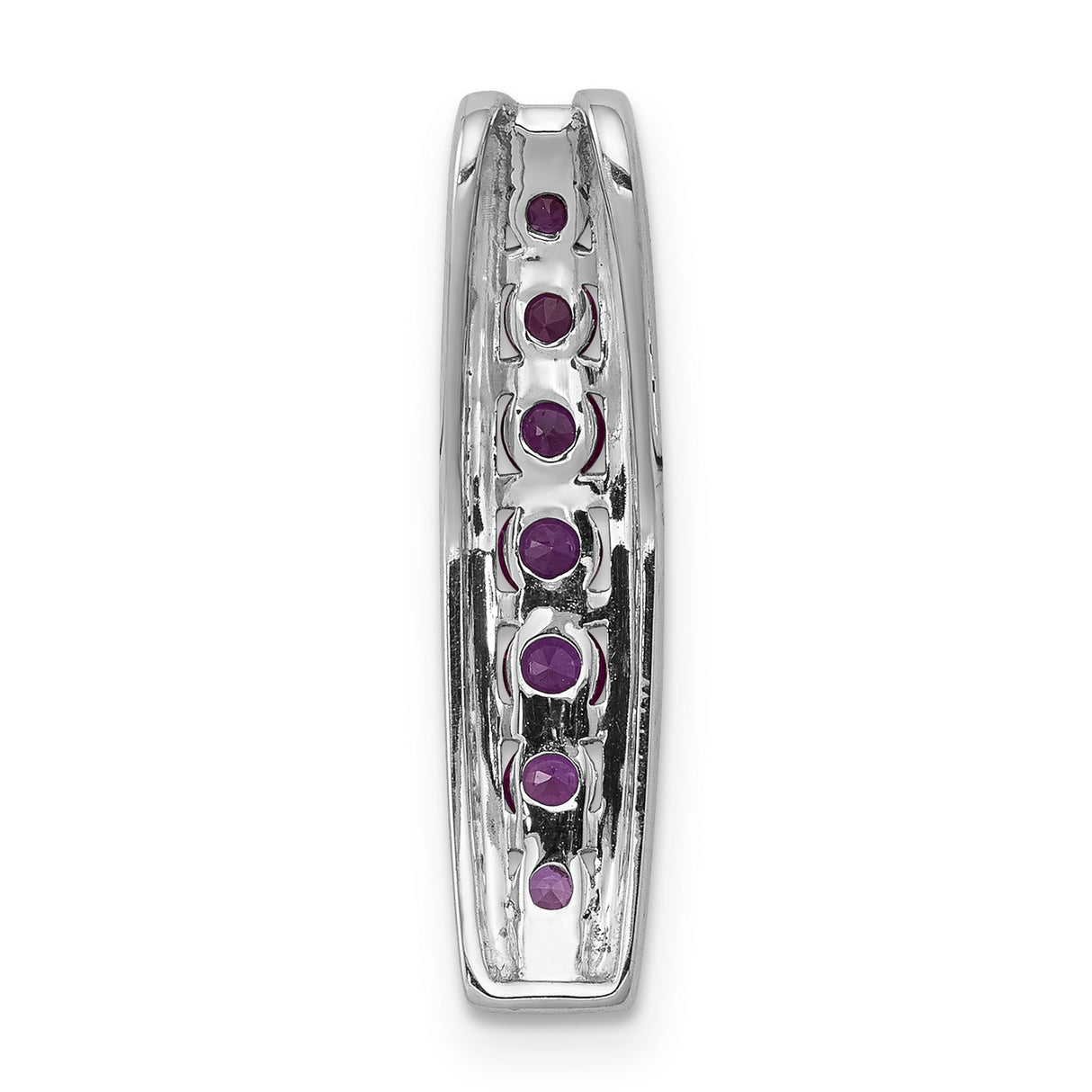 Diamond and .36 Ruby Fancy Chain Slide Charm Pendant in Real 14k White Gold