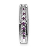 Diamond and .36 Ruby Fancy Chain Slide Charm Pendant in Real 14k White Gold