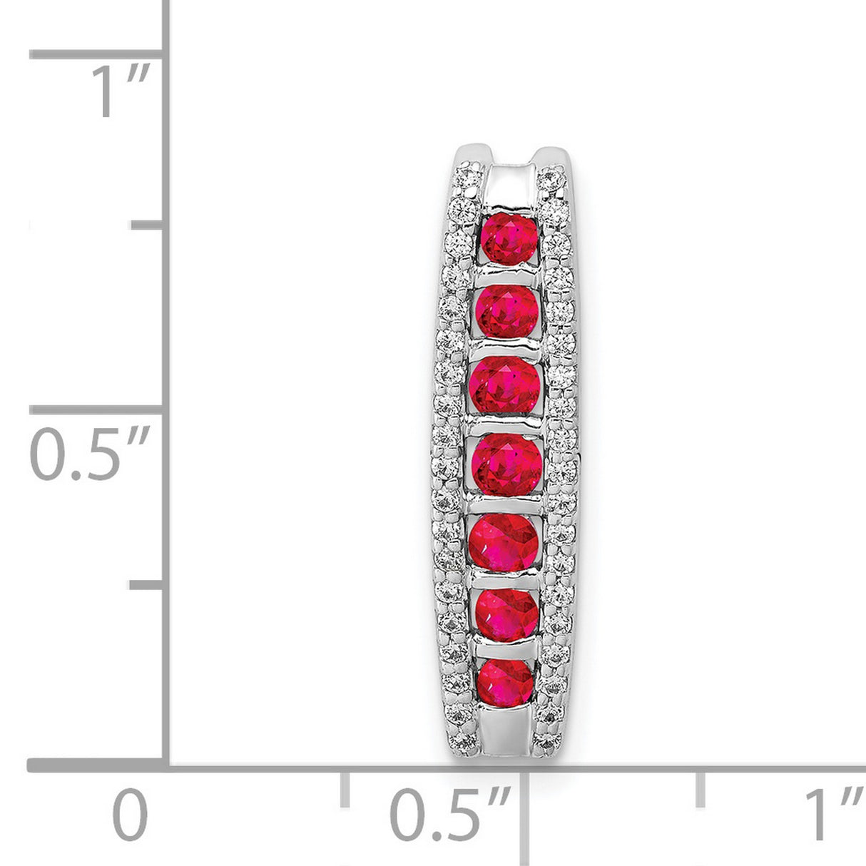 Diamond and .36 Ruby Fancy Chain Slide Charm Pendant in Real 14k White Gold