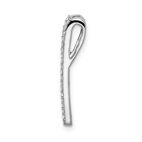 1/5ct Diamond and Sapphire Fancy Chain Slide Charm Pendant in Real 14k White Gold