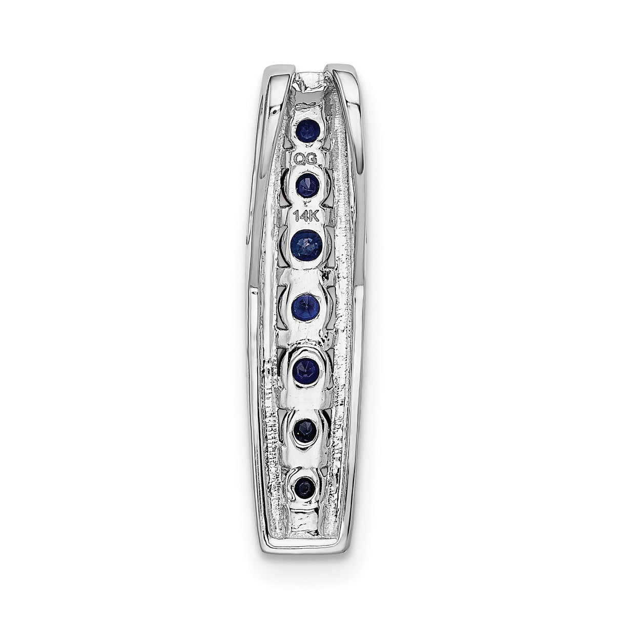 1/5ct Diamond and Sapphire Fancy Chain Slide Charm Pendant in Real 14k White Gold