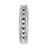 1/5ct Diamond and Sapphire Fancy Chain Slide Charm Pendant in Real 14k White Gold