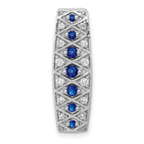 1/5ct Diamond and .31 Sapphire Fancy Chain Slide Charm Pendant in Real 14k White Gold