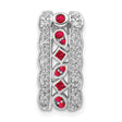 Diamond and .17 Ruby Fancy Chain Slide Charm Pendant in Real 14k White Gold