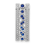 1/5ct Diamond and .24 Sapphire Fancy Chain Slide Charm Pendant in Real 14k White Gold