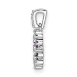 14k White Gold Circle Pendant with Amethyst and Diamond, Modern Fine Jewelry for Women