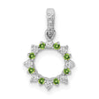 14k White Gold Sunburst Circle Pendant with Peridot and Diamond Gemstones