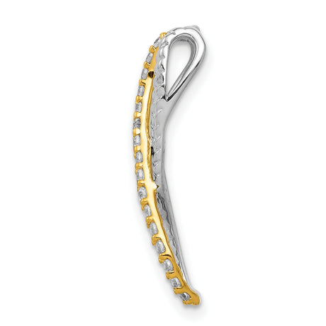 1/5ct Diamond Fancy Twisted and Braided Chain Slide Charm Pendant in Real 14k Multi-Tone Gold