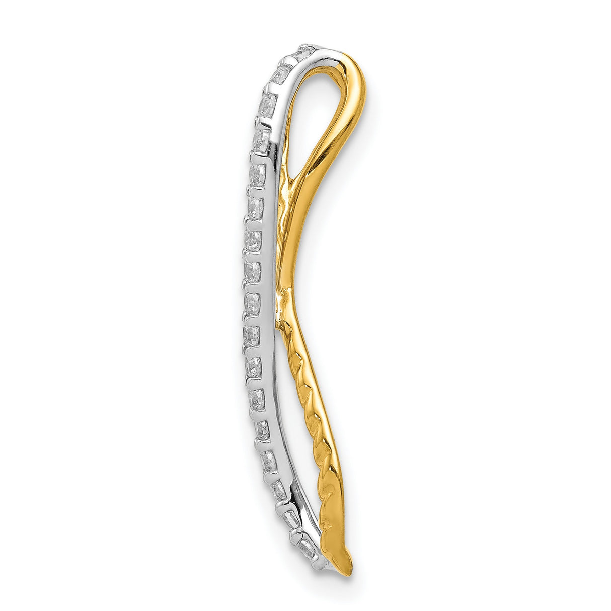 1/5ct Diamond Fancy Braided Infinity Chain Slide Charm Pendant in Real 14k Multi-Tone Gold