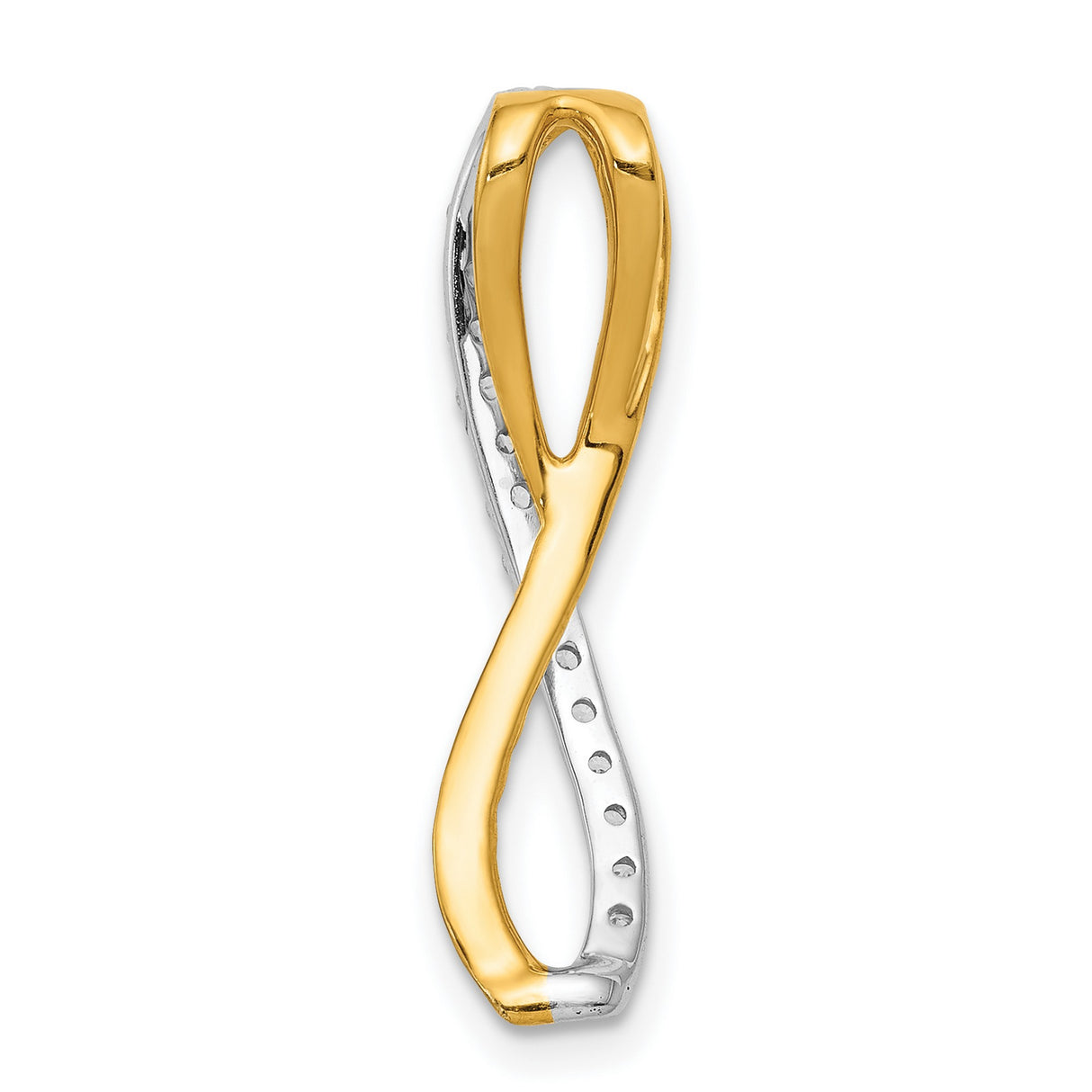 1/5ct Diamond Fancy Braided Infinity Chain Slide Charm Pendant in Real 14k Multi-Tone Gold