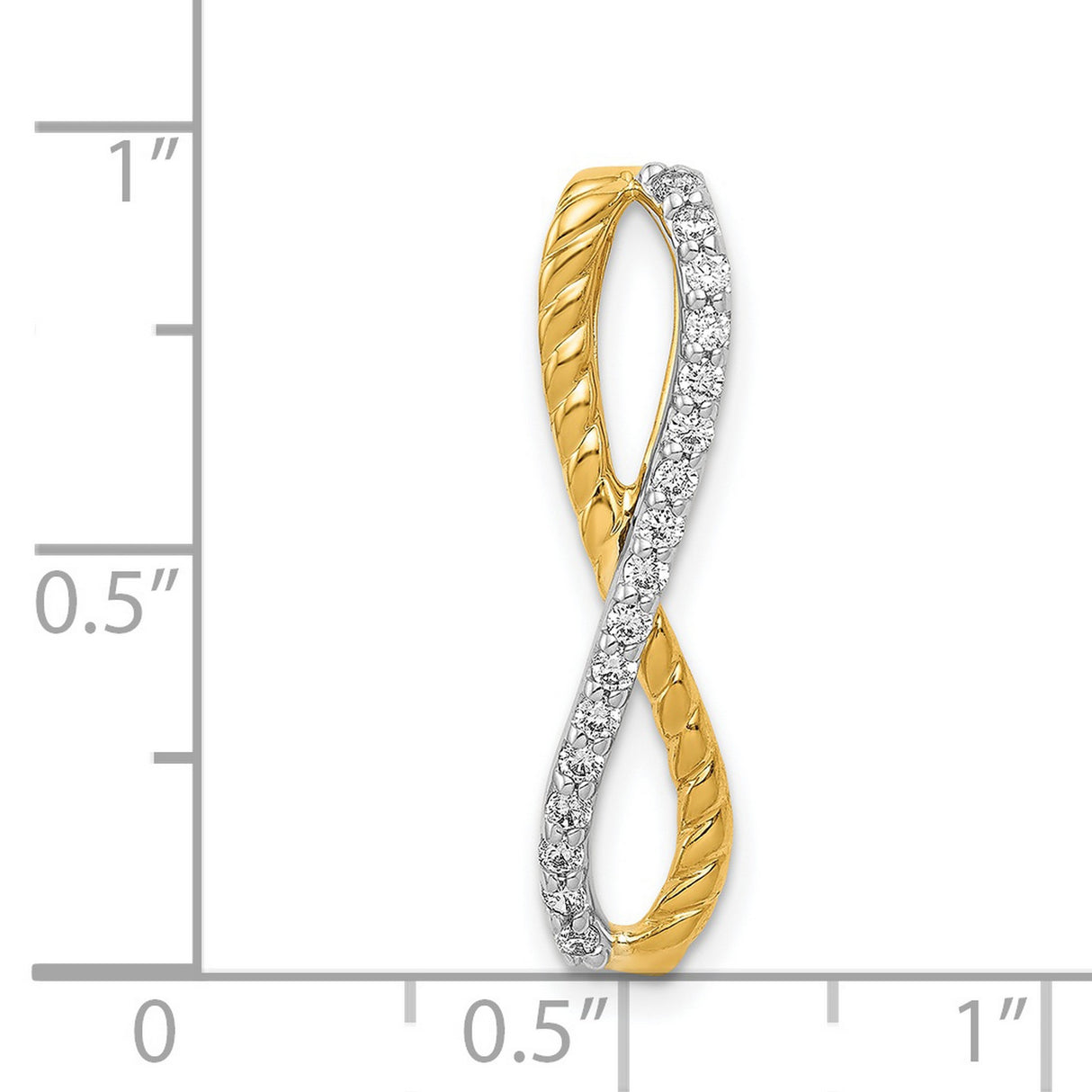 1/5ct Diamond Fancy Braided Infinity Chain Slide Charm Pendant in Real 14k Multi-Tone Gold