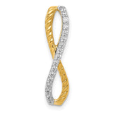 1/5ct Diamond Fancy Braided Infinity Chain Slide Charm Pendant in Real 14k Multi-Tone Gold