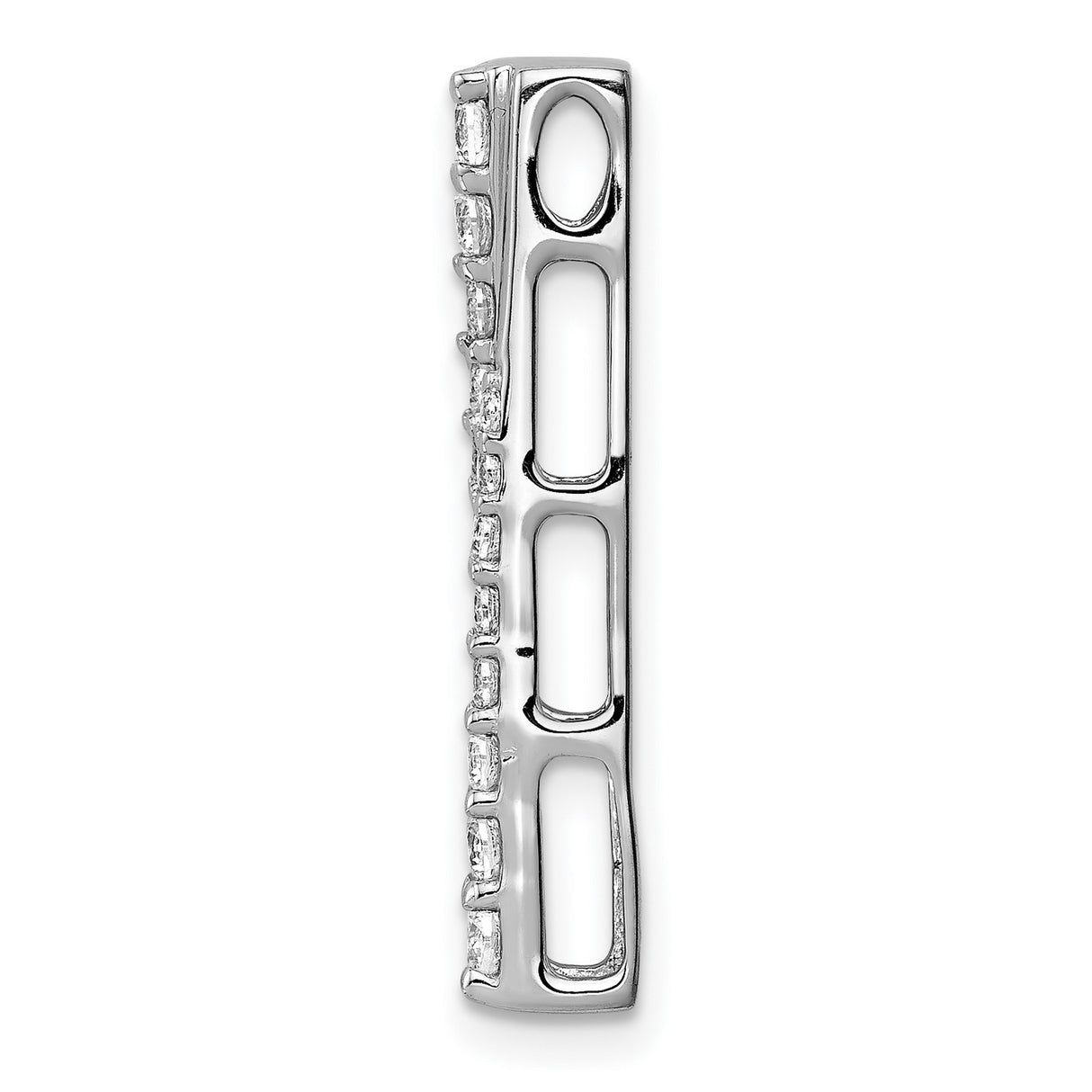 1/2ct Diamond Fancy Bar Chain Slide Charm Pendant in Real 14k White Gold