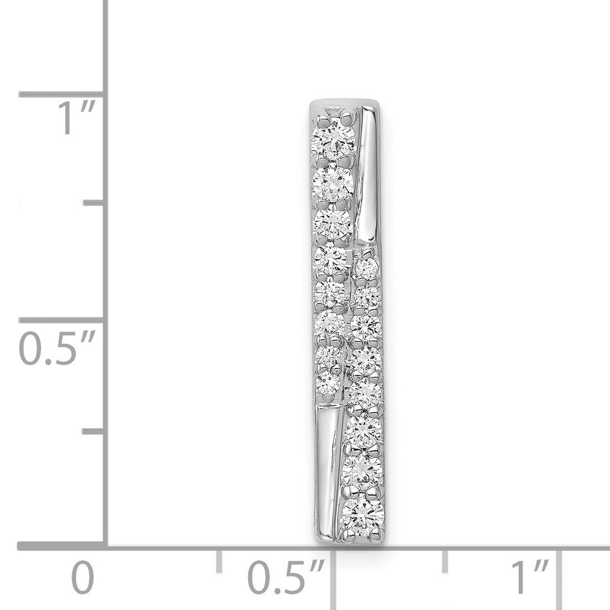 1/2ct Diamond Fancy Bar Chain Slide Charm Pendant in Real 14k White Gold