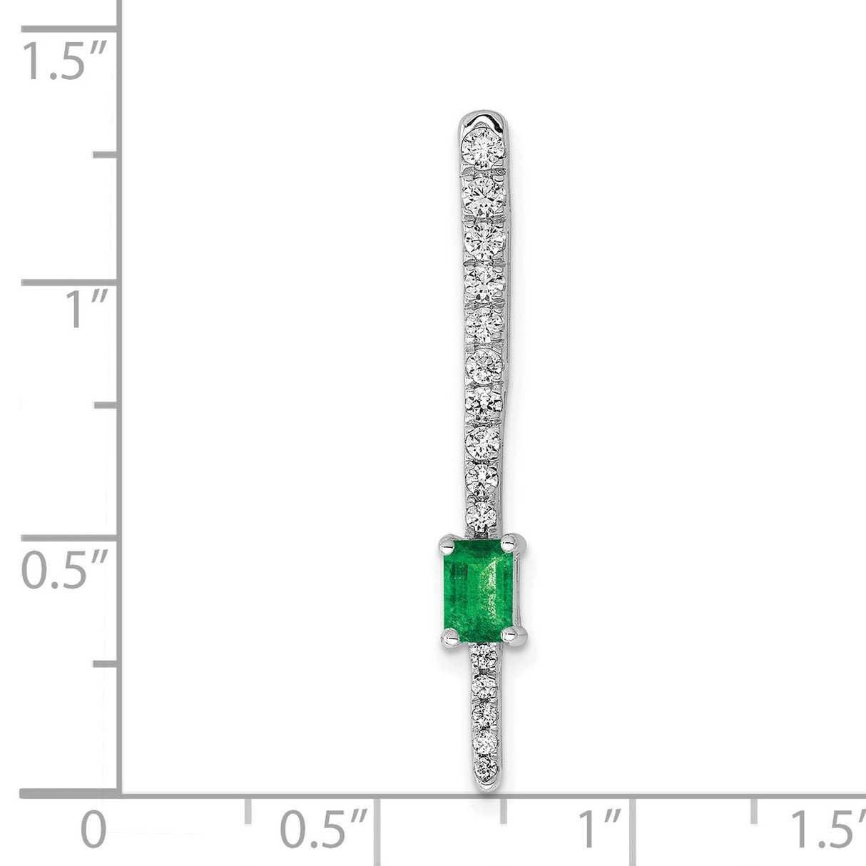 14k White Gold Cross Pendant with Emerald Center and Diamond Accents, Christian Jewelry for Women