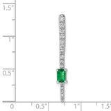 14k White Gold Cross Pendant with Emerald Center and Diamond Accents, Christian Jewelry for Women