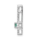 14k White Gold Cross Pendant with Round Emerald and Diamond Accents, Christian Jewelry for Women
