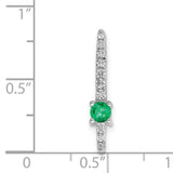 14k White Gold Cross Pendant with Round Emerald and Diamond Accents, Christian Jewelry for Women