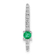 14k White Gold Cross Pendant with Round Emerald and Diamond Accents, Christian Jewelry for Women