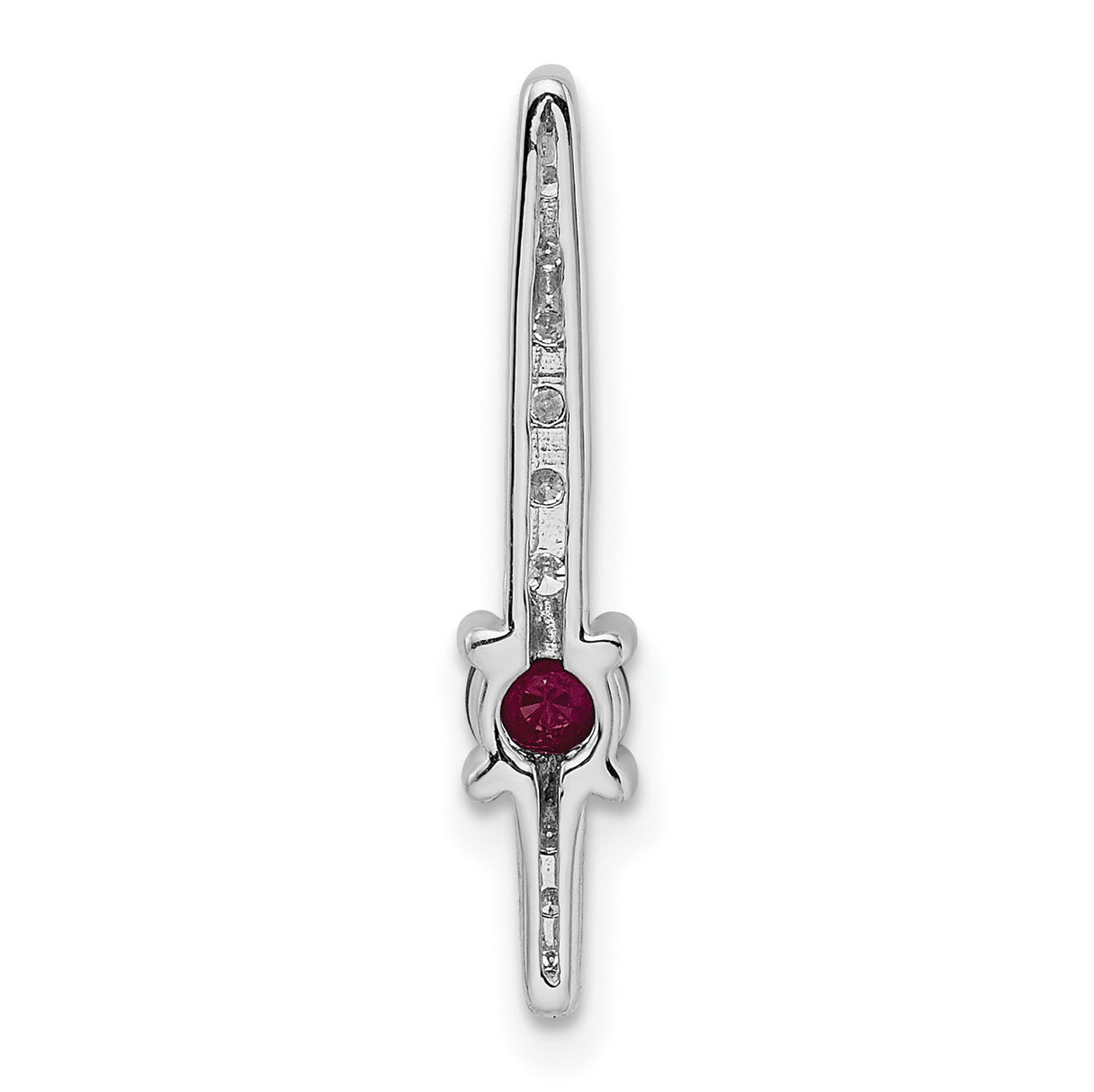 14k White Gold Cross Pendant with Ruby Center and Diamond Accents, Christian Jewelry for Women