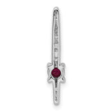 14k White Gold Cross Pendant with Ruby Center and Diamond Accents, Christian Jewelry for Women